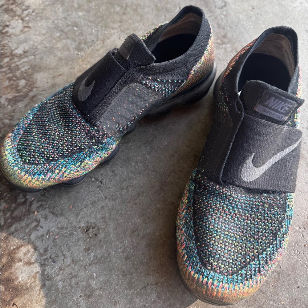 Nike Black and Multicolor Knit Slip-Ons